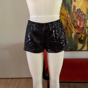Black sequin shorts. Size medium. Elastic waist